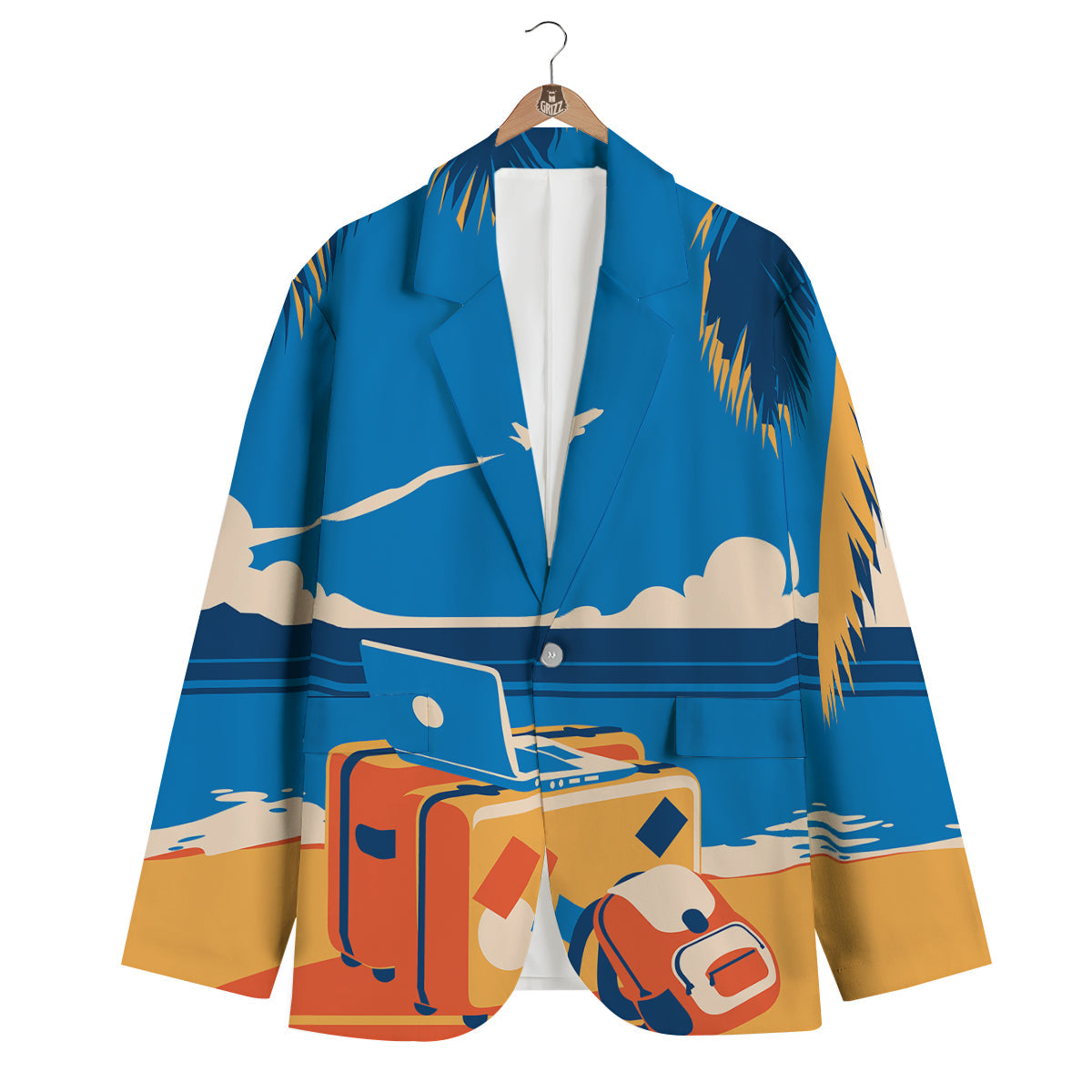 Time To Travel Summer Holiday Print Men's Blazer-grizzshop