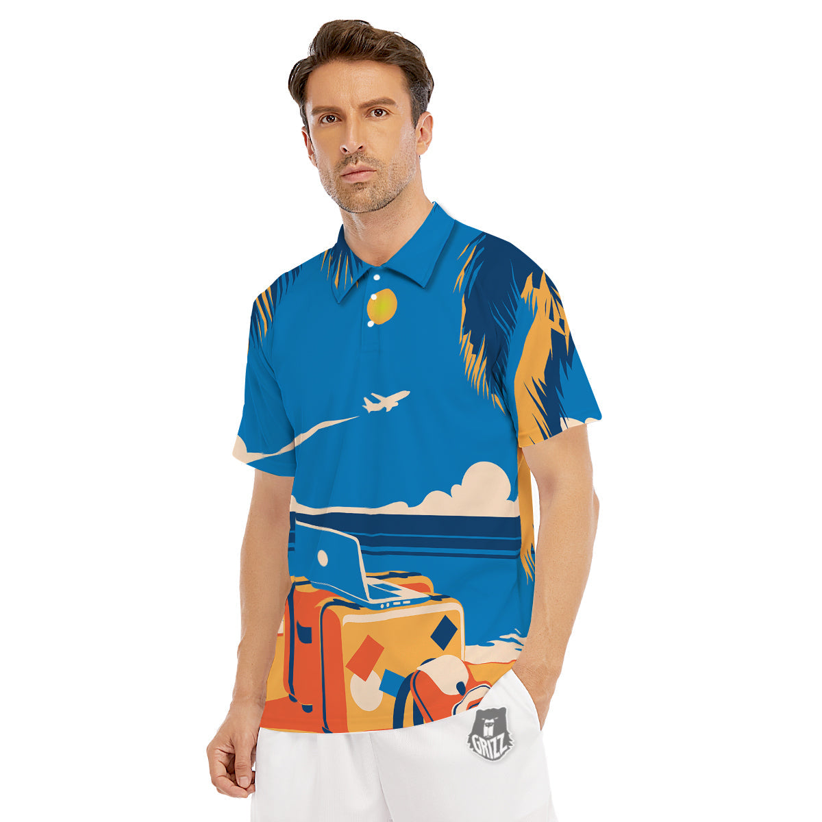 Time To Travel Summer Holiday Print Men's Golf Shirts-grizzshop