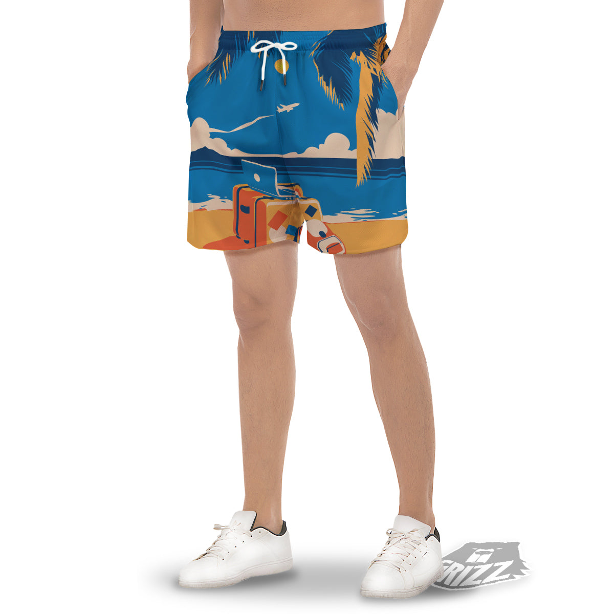 Time To Travel Summer Holiday Print Men's Gym Shorts-grizzshop