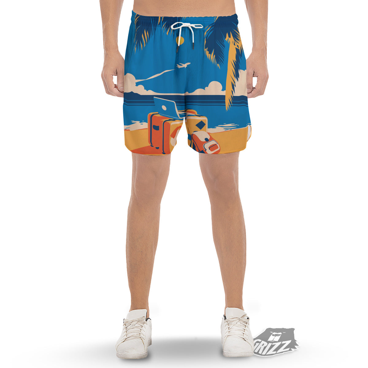 Time To Travel Summer Holiday Print Men's Gym Shorts-grizzshop