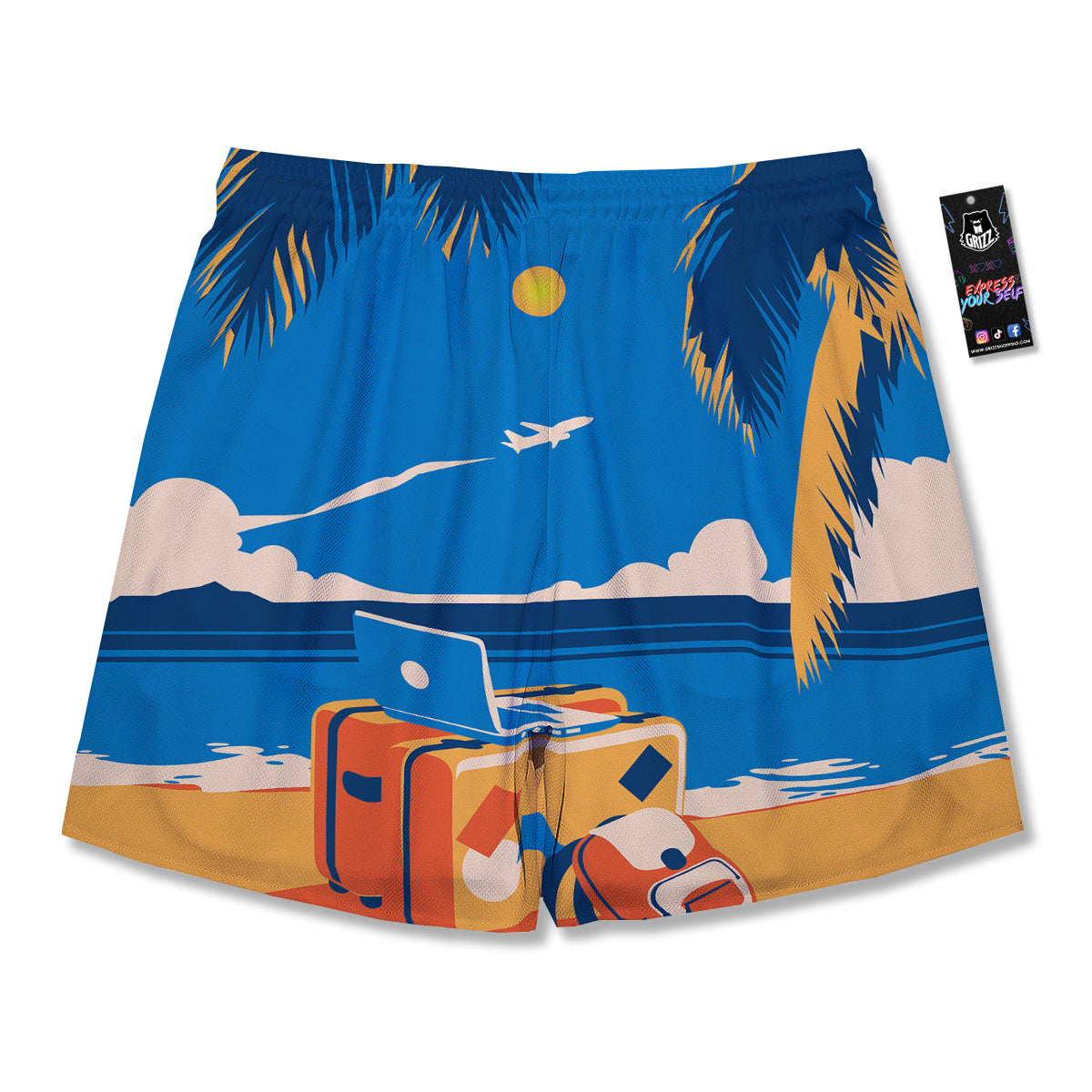 Time To Travel Summer Holiday Print Men's Running Shorts-grizzshop