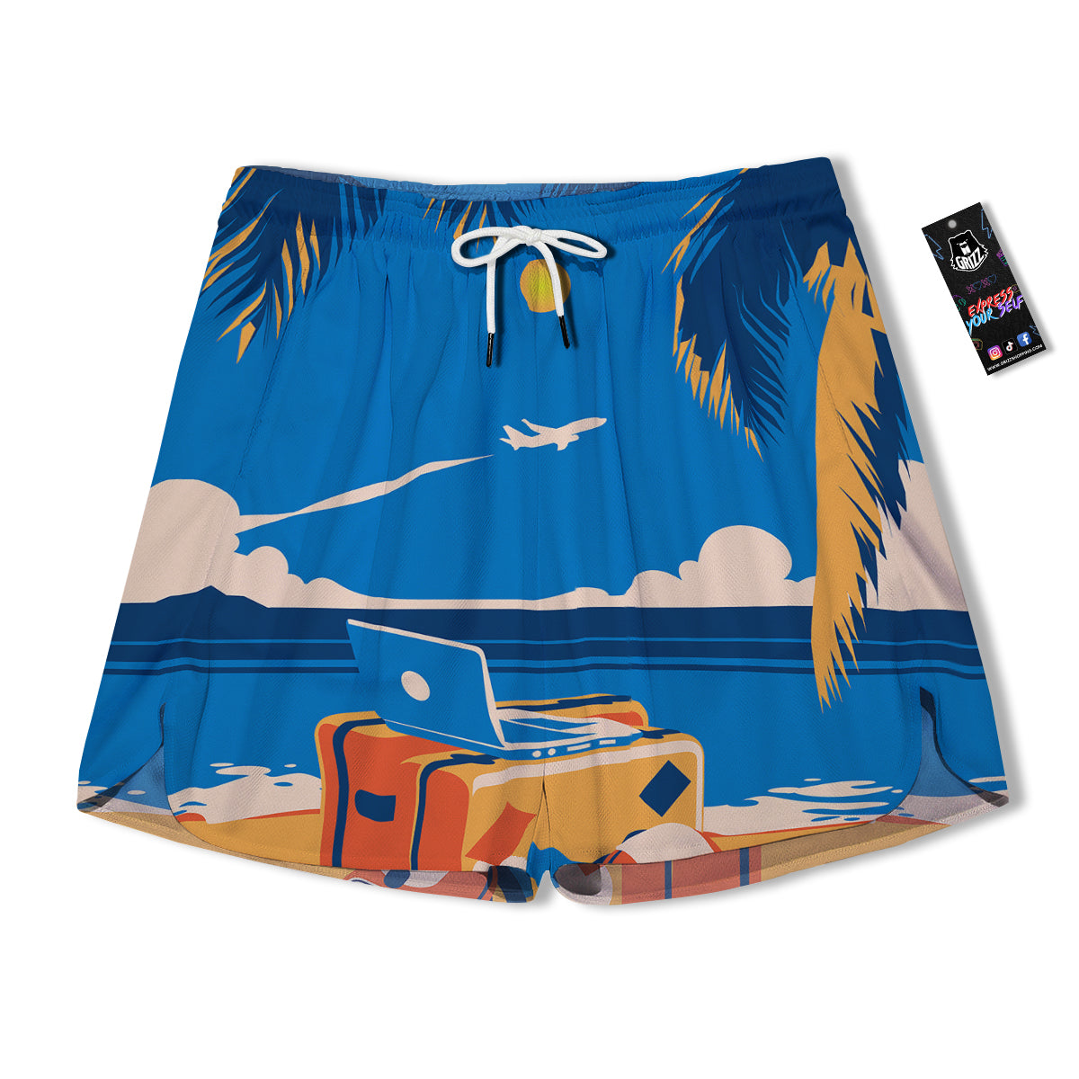 Time To Travel Summer Holiday Print Men's Running Shorts-grizzshop