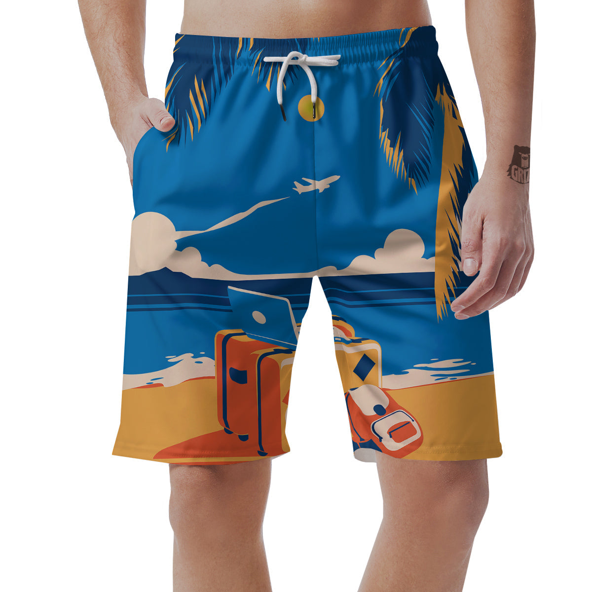 Time To Travel Summer Holiday Print Men's Shorts-grizzshop