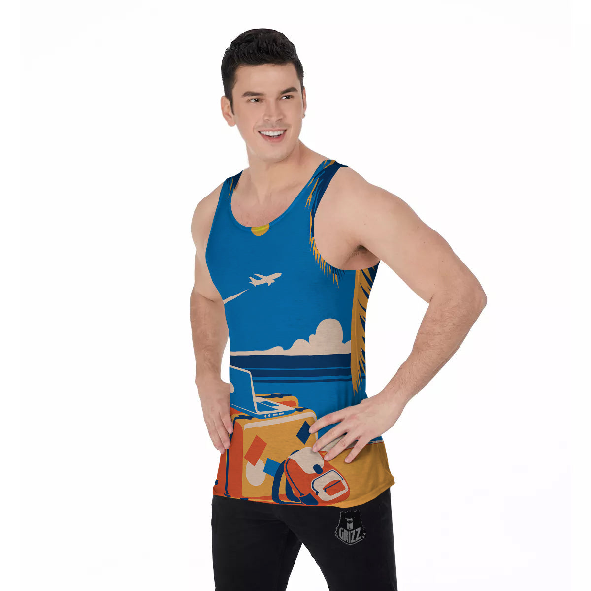 Time To Travel Summer Holiday Print Men's Tank Top-grizzshop