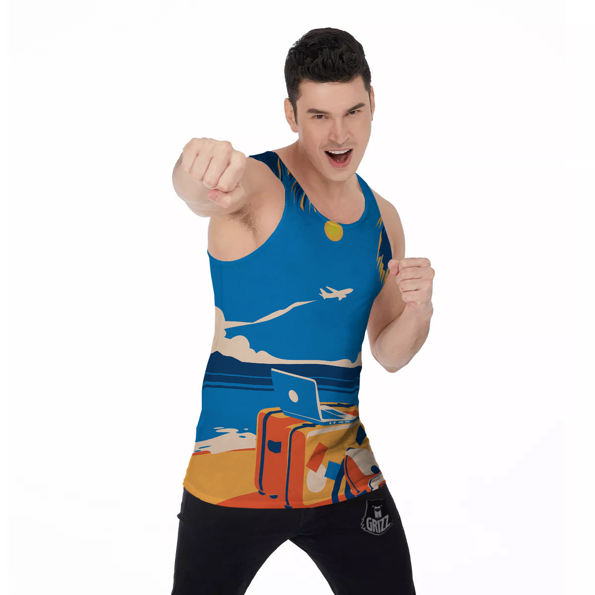 Time To Travel Summer Holiday Print Men's Tank Top-grizzshop