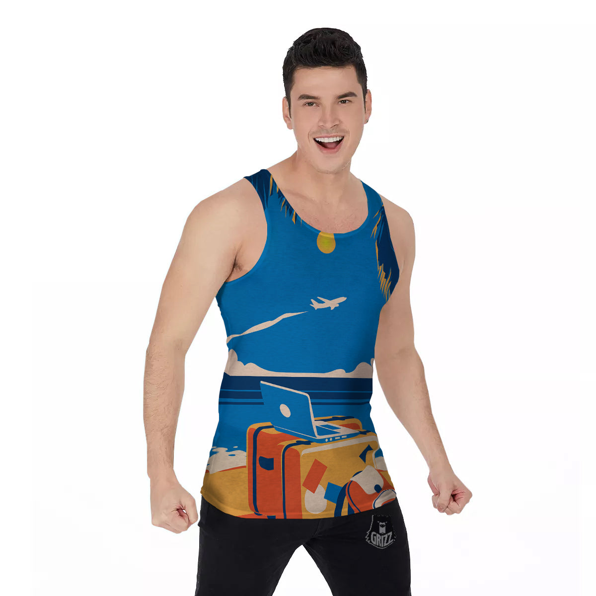 Time To Travel Summer Holiday Print Men's Tank Top-grizzshop