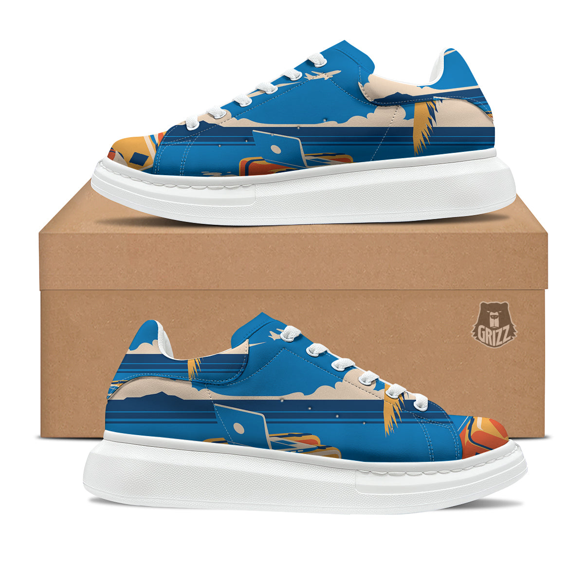 Time To Travel Summer Holiday Print Platform Shoes-grizzshop