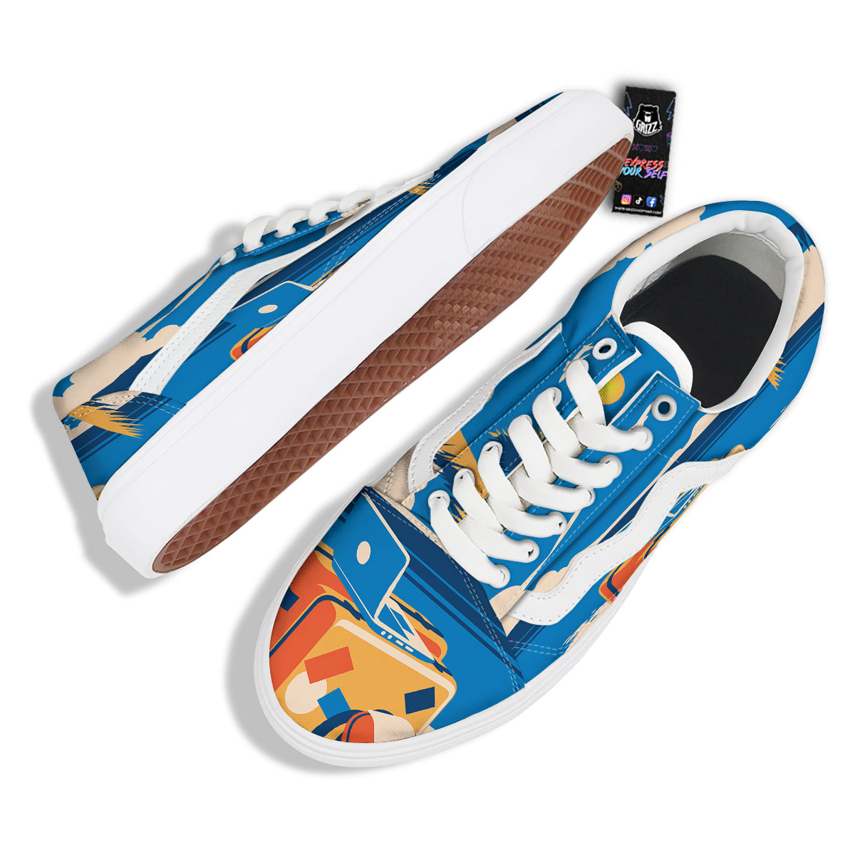 Time To Travel Summer Holiday Print Skate Shoes-grizzshop