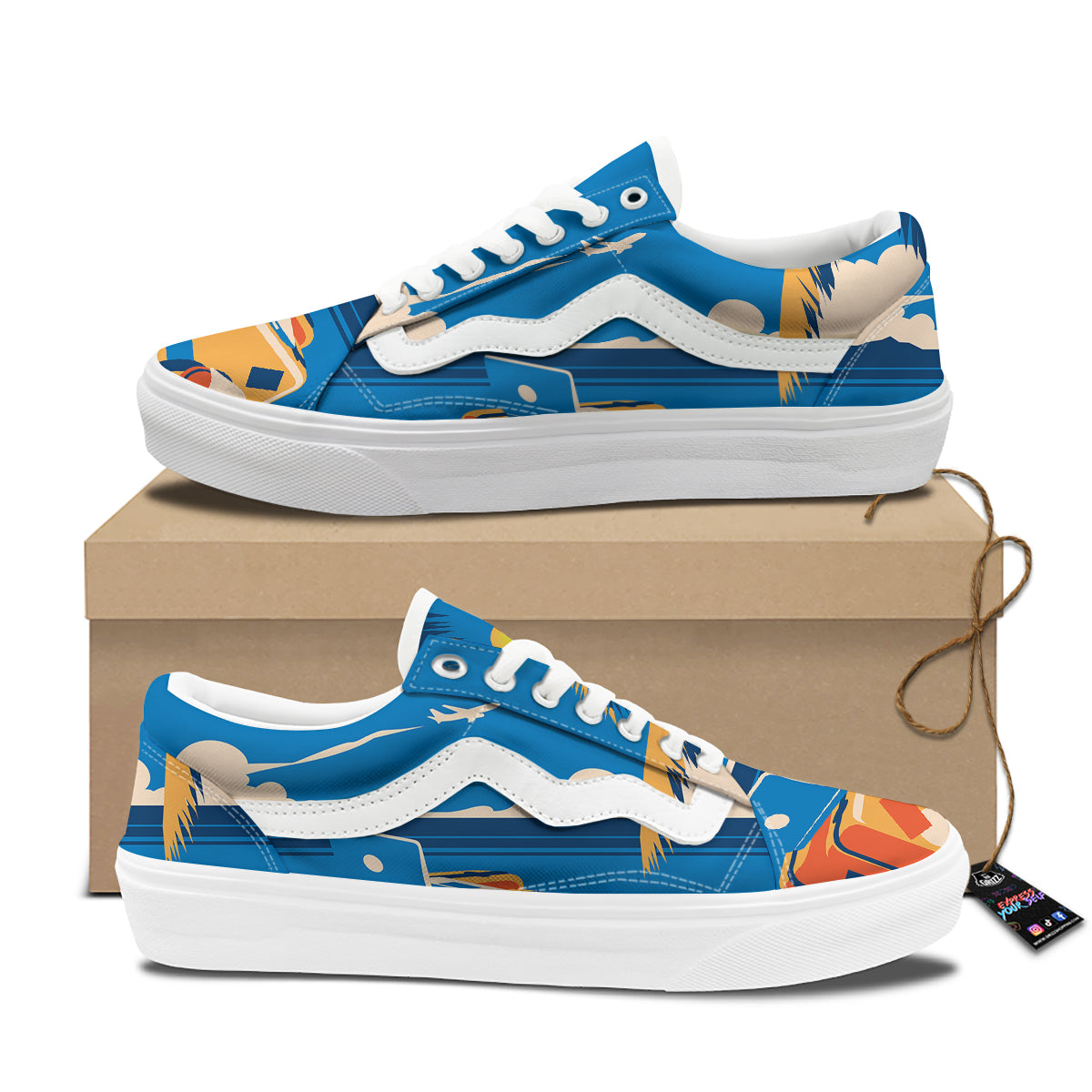 Time To Travel Summer Holiday Print Skate Shoes-grizzshop