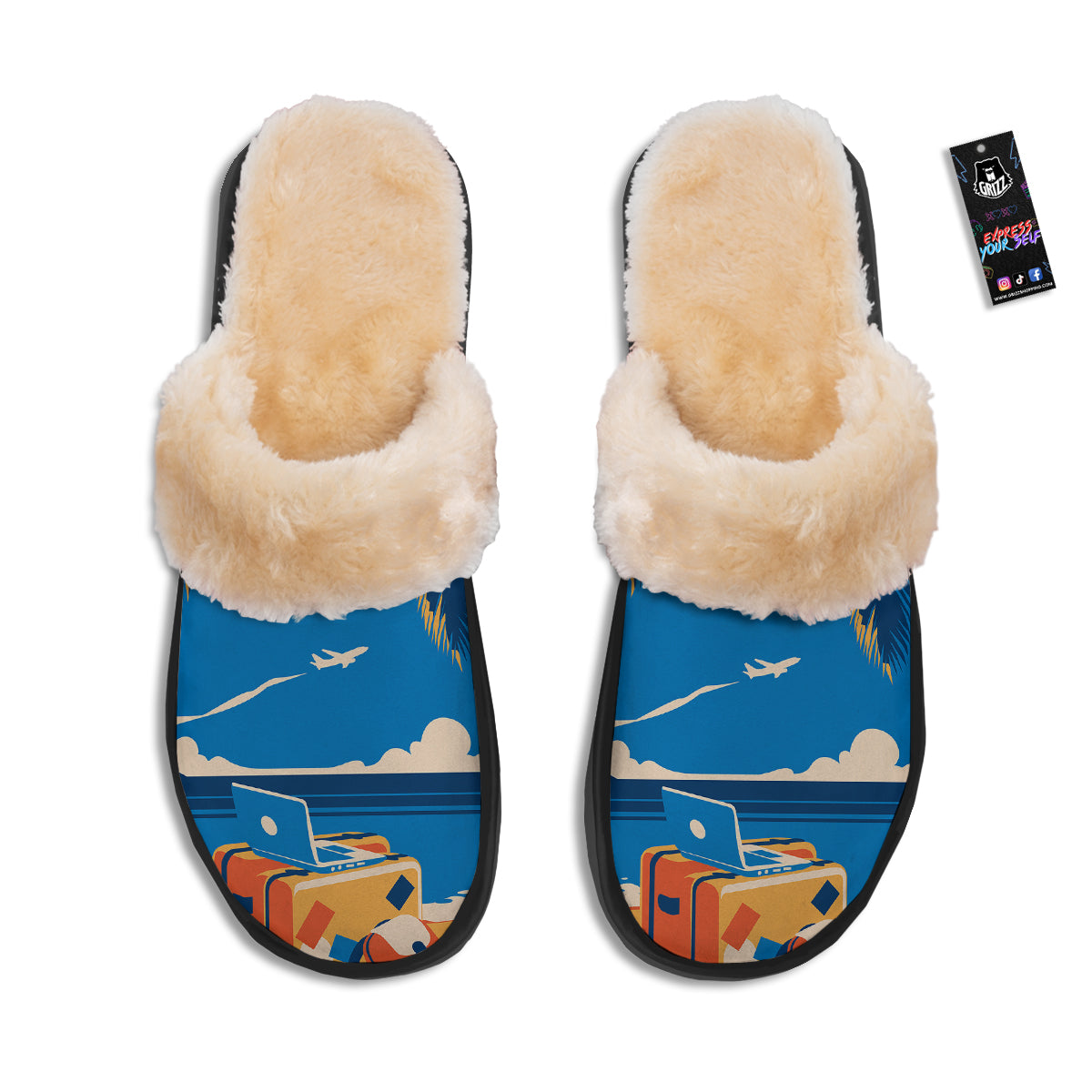 Time To Travel Summer Holiday Print Slippers-grizzshop