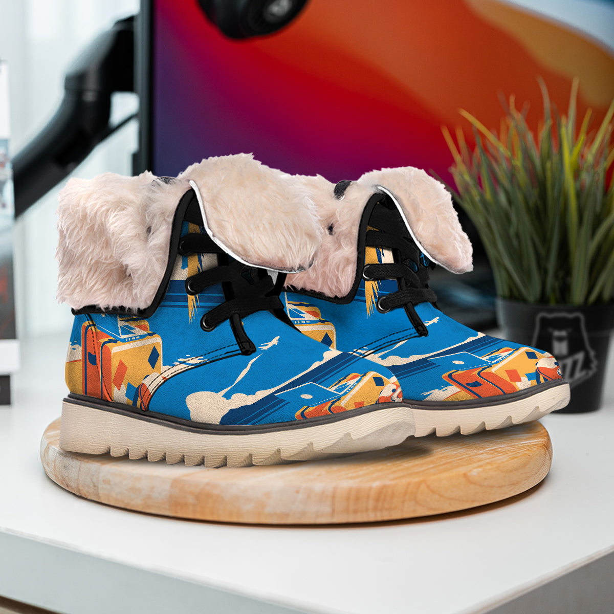 Time To Travel Summer Holiday Print Snow Boots-grizzshop