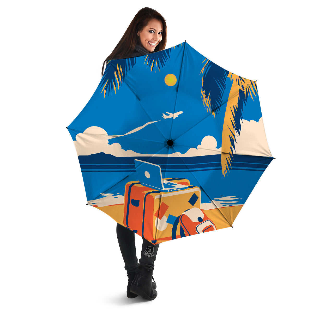 Time To Travel Summer Holiday Print Umbrella-grizzshop
