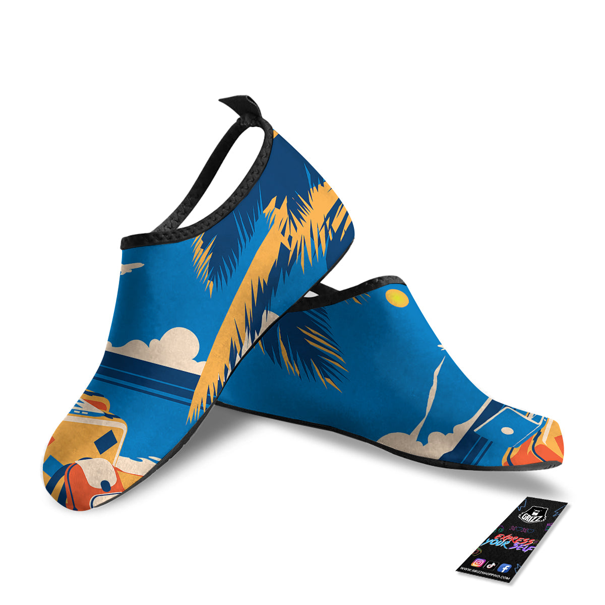 Time To Travel Summer Holiday Print Water Shoes-grizzshop