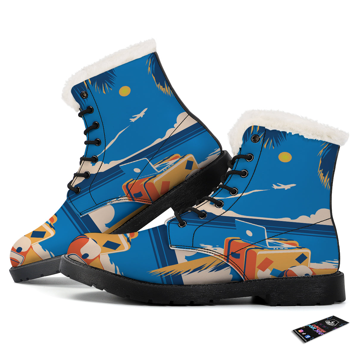 Time To Travel Summer Holiday Print Winter Boots-grizzshop