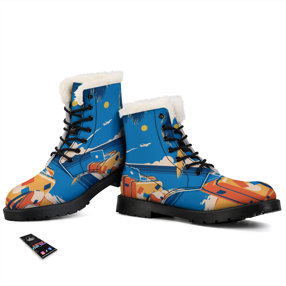 Time To Travel Summer Holiday Print Winter Boots-grizzshop