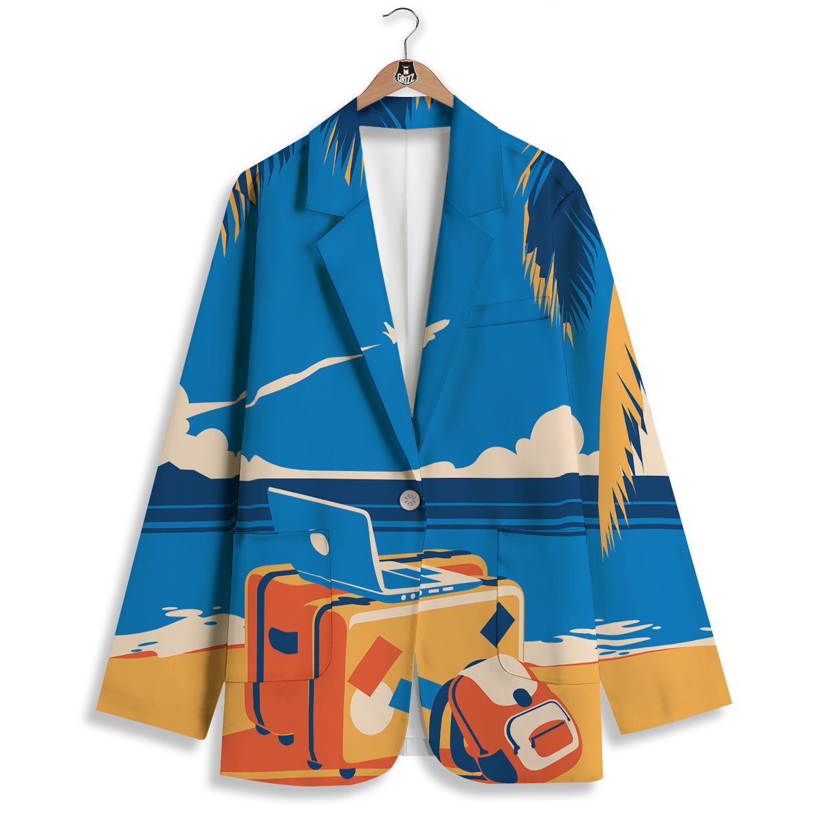 Time To Travel Summer Holiday Print Women's Blazer-grizzshop