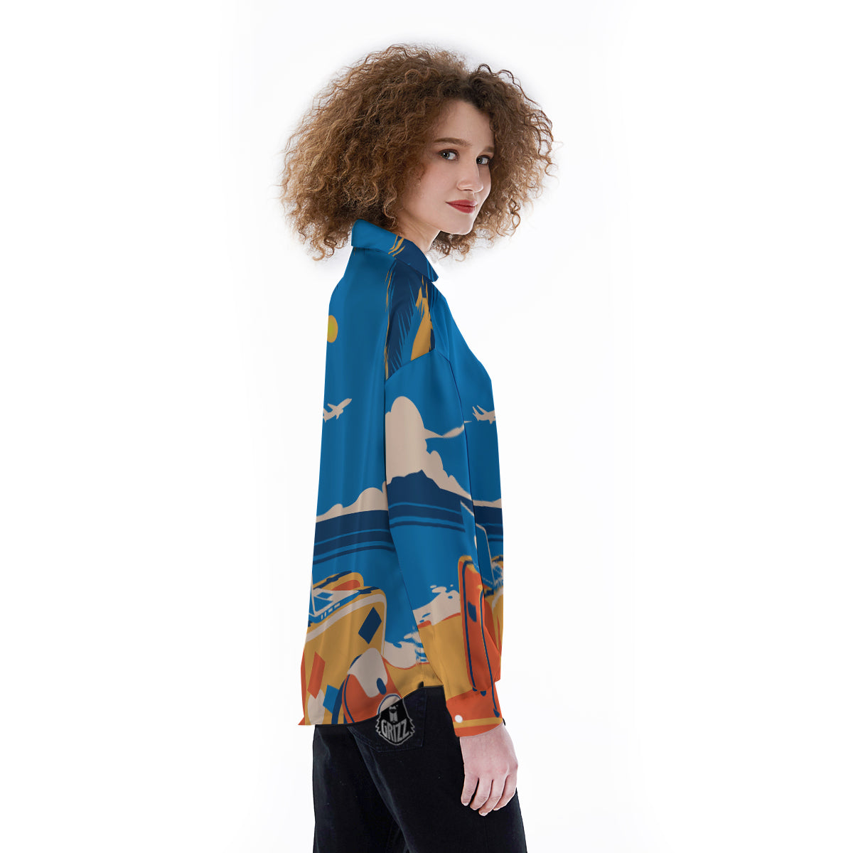 Time To Travel Summer Holiday Print Women's Long Sleeve Shirts-grizzshop