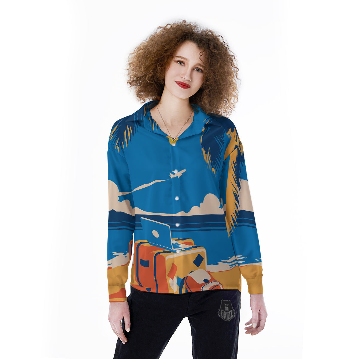 Time To Travel Summer Holiday Print Women's Long Sleeve Shirts-grizzshop