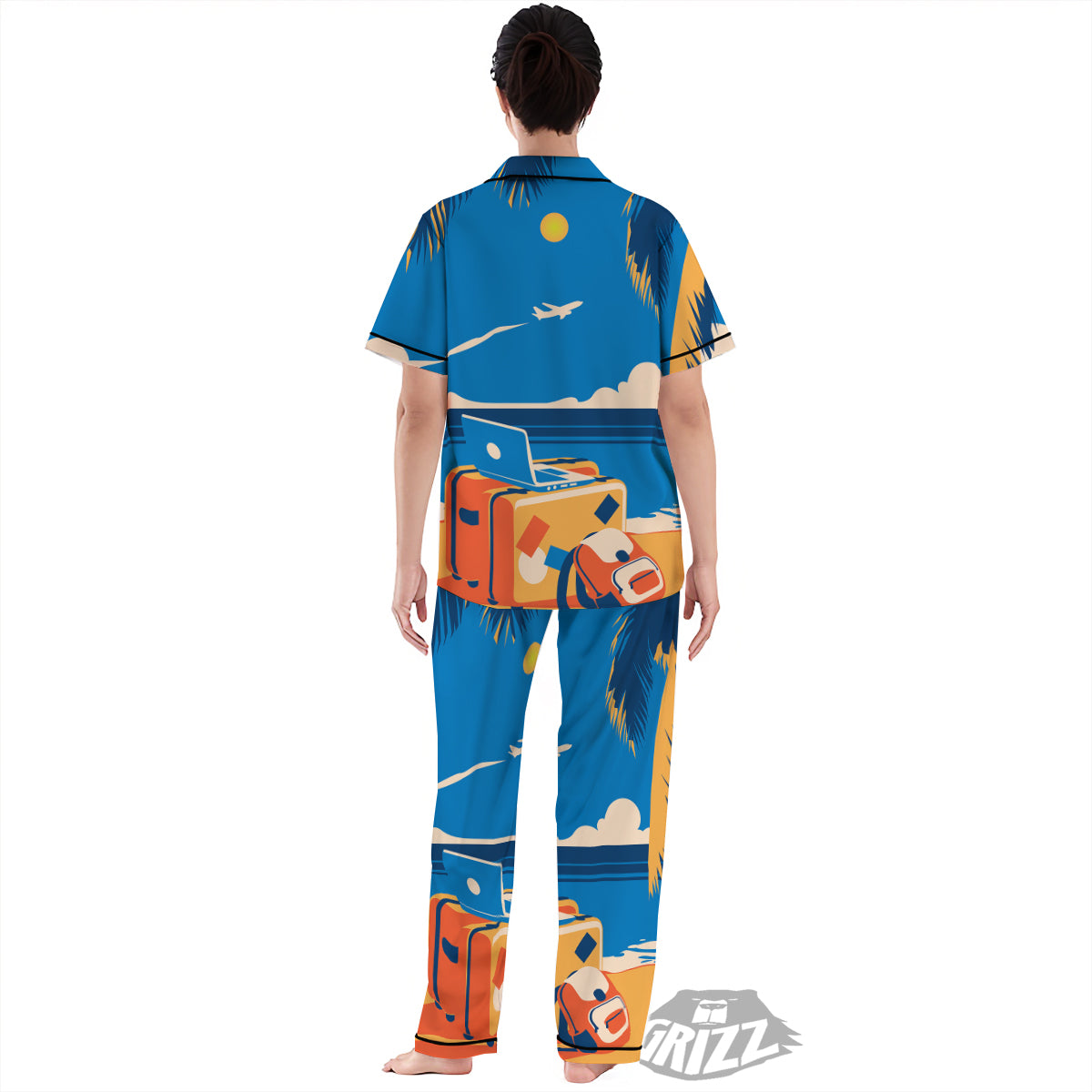 Time To Travel Summer Holiday Print Women's Pajamas Set-grizzshop