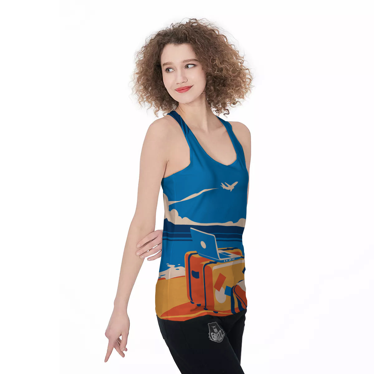 Time To Travel Summer Holiday Print Women's Racerback Tank Top-grizzshop