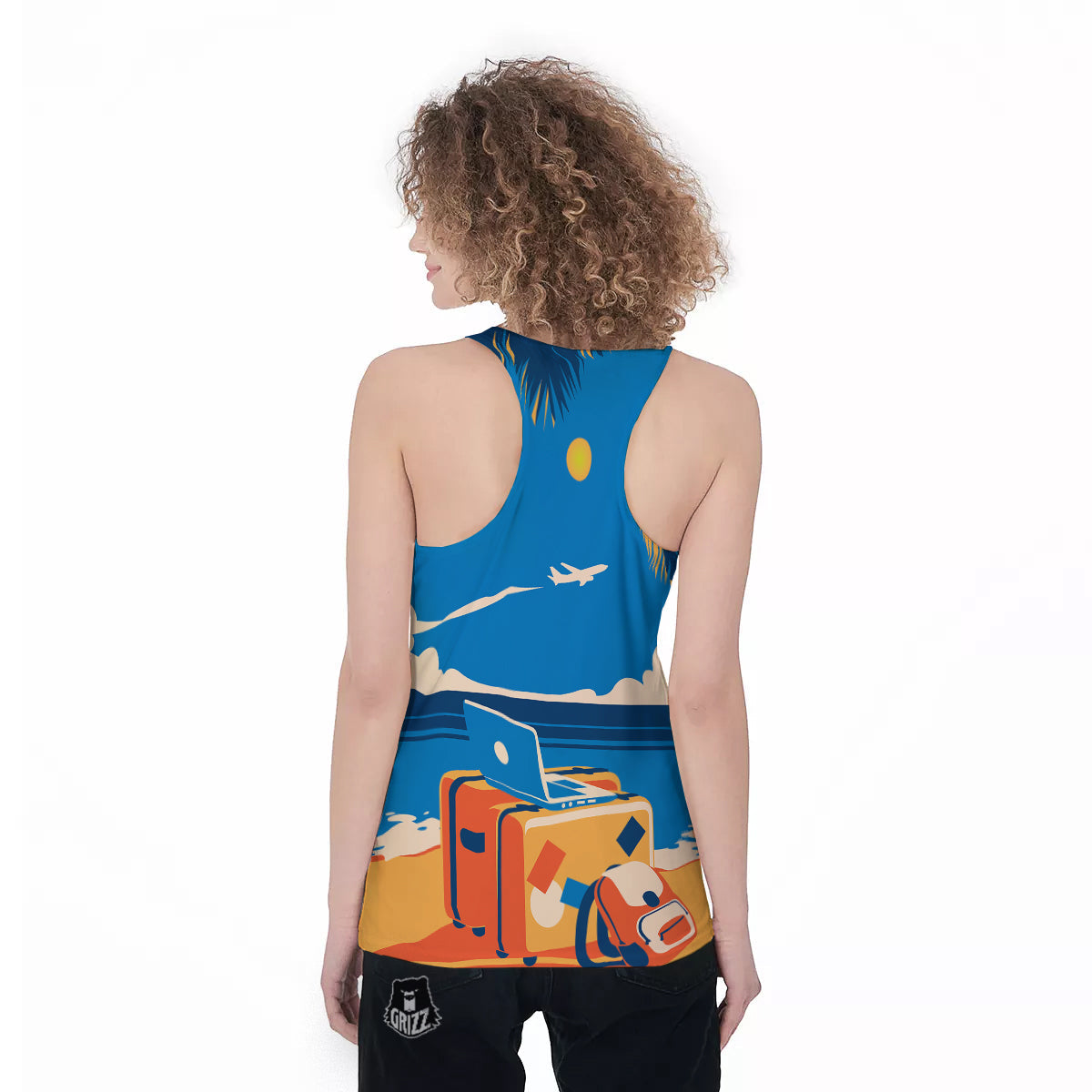 Time To Travel Summer Holiday Print Women's Racerback Tank Top-grizzshop