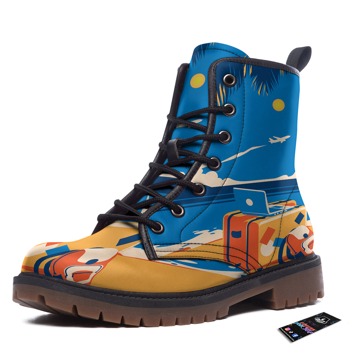 Time To Travel Summer Holiday Print Work Boots-grizzshop