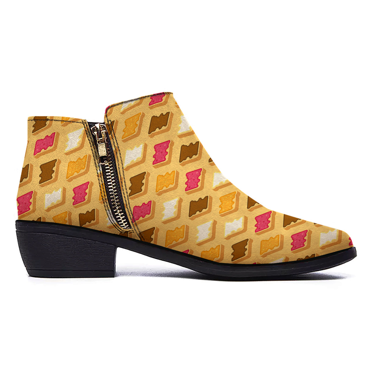 Toast And Jam Print Pattern Ankle Boots-grizzshop