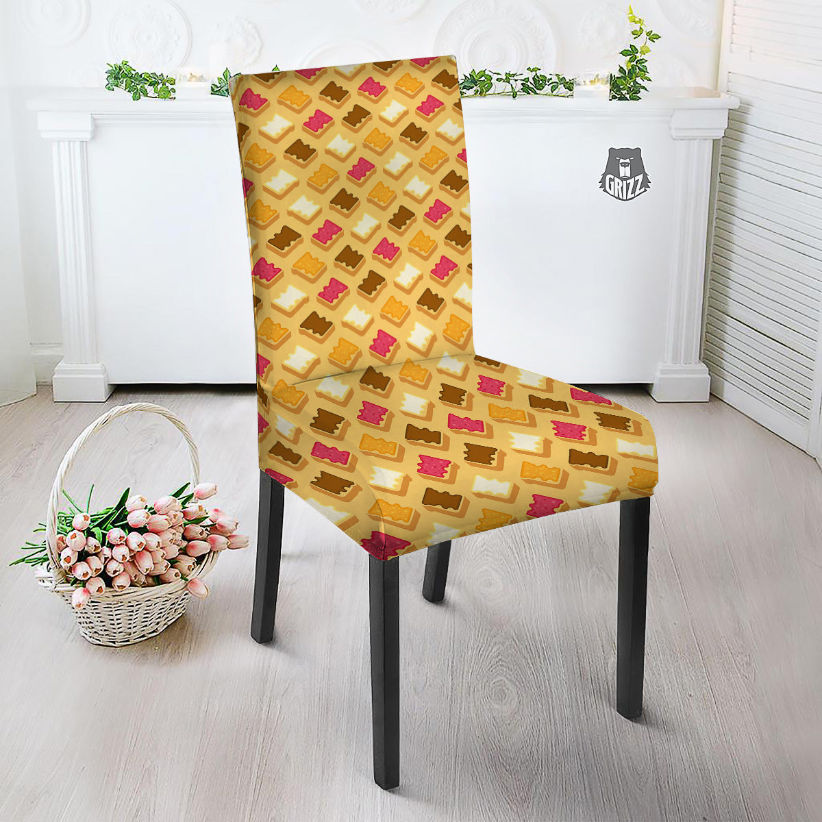Toast And Jam Print Pattern Dining Chair Slipcover-grizzshop