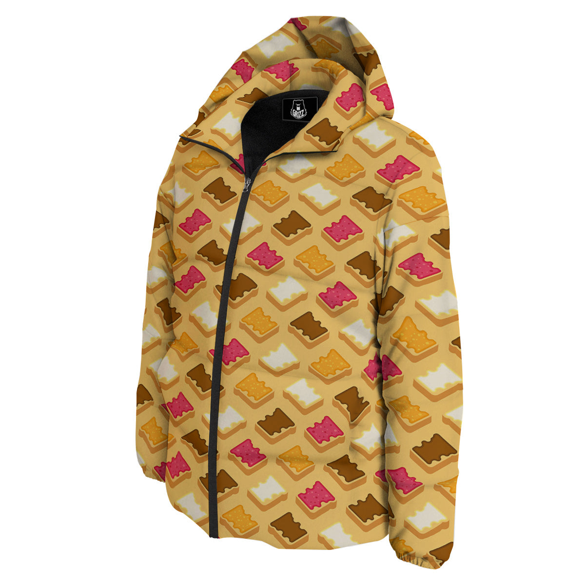 Toast And Jam Print Pattern Down Jacket-grizzshop