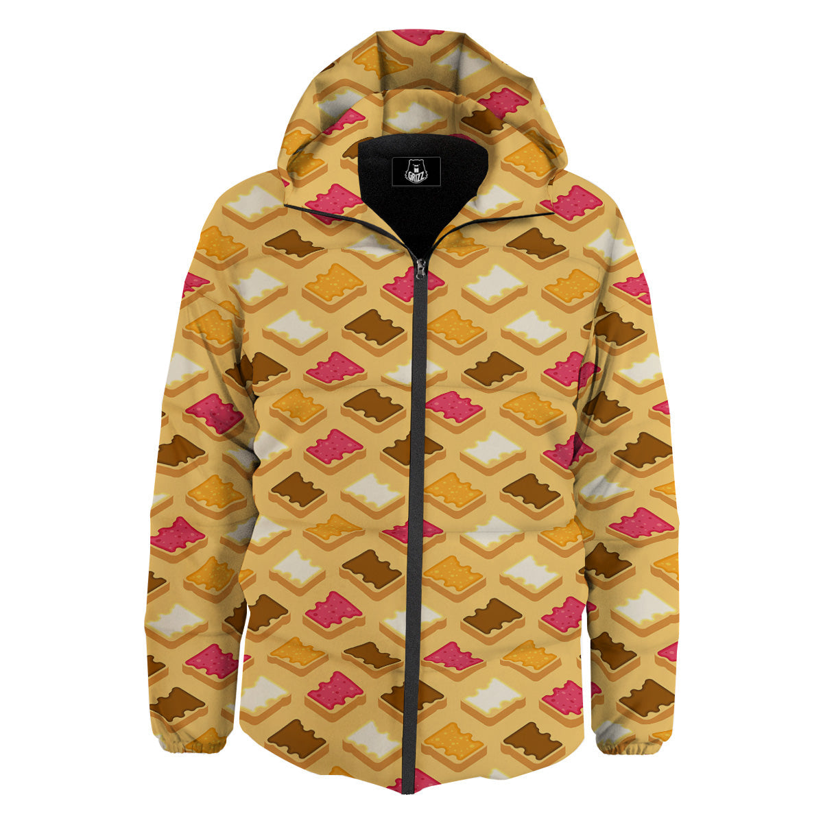 Toast And Jam Print Pattern Down Jacket-grizzshop