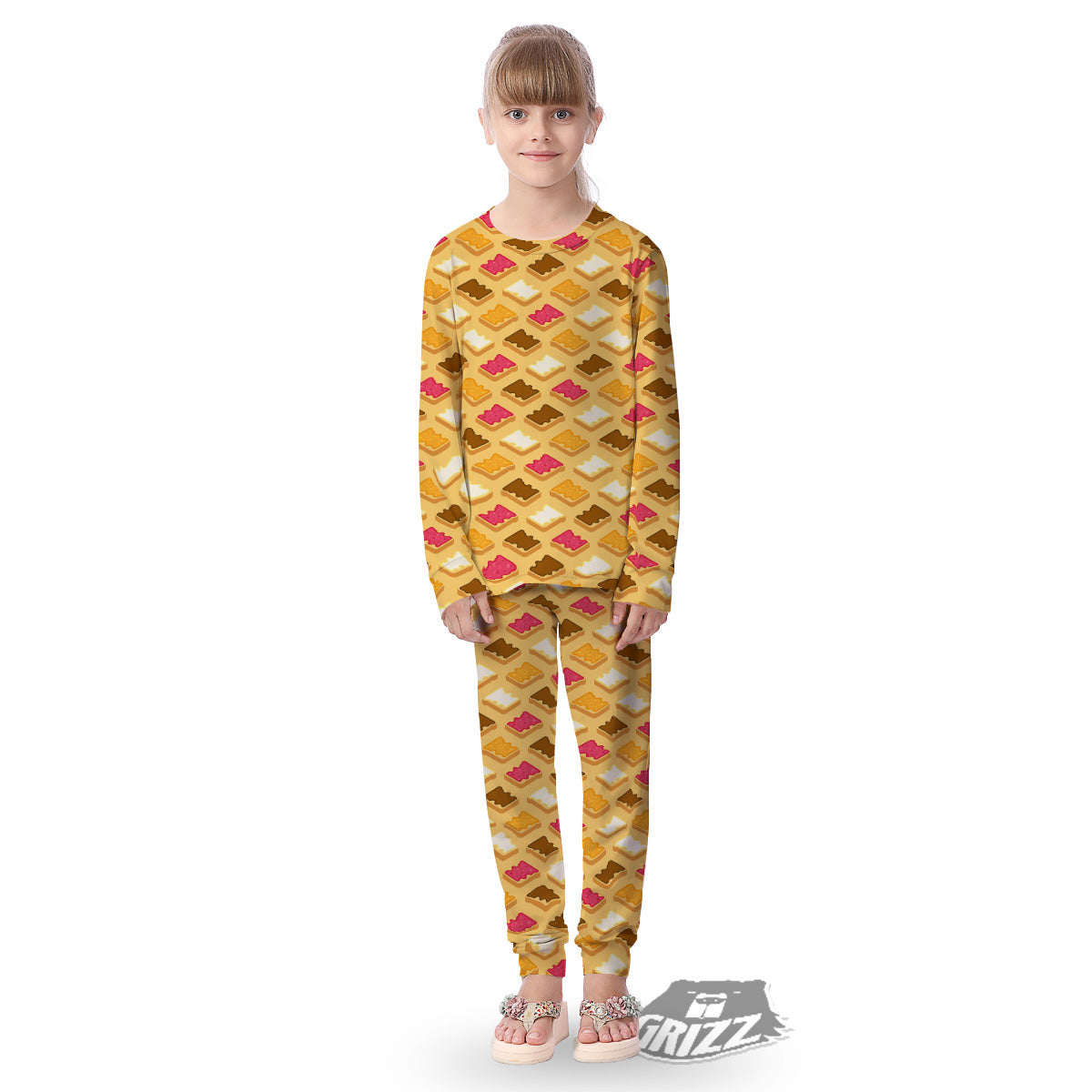Toast And Jam Print Pattern Kid's Pajamas-grizzshop