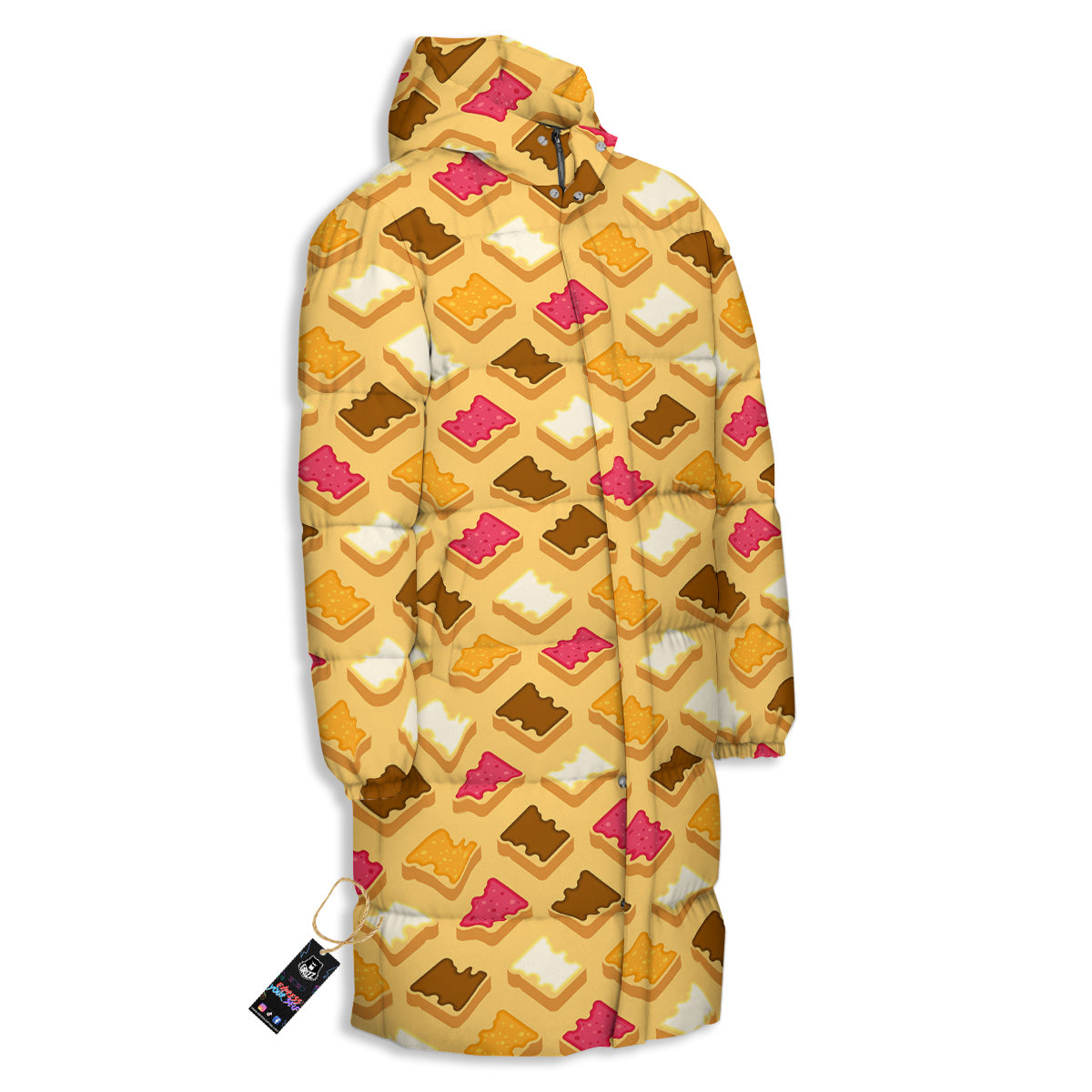 Toast And Jam Print Pattern Long Down Jacket-grizzshop