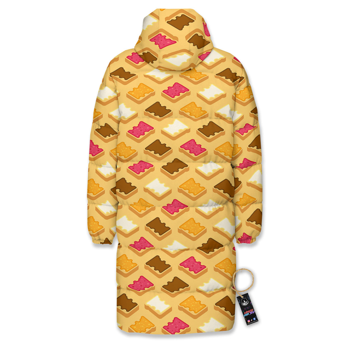 Toast And Jam Print Pattern Long Down Jacket-grizzshop