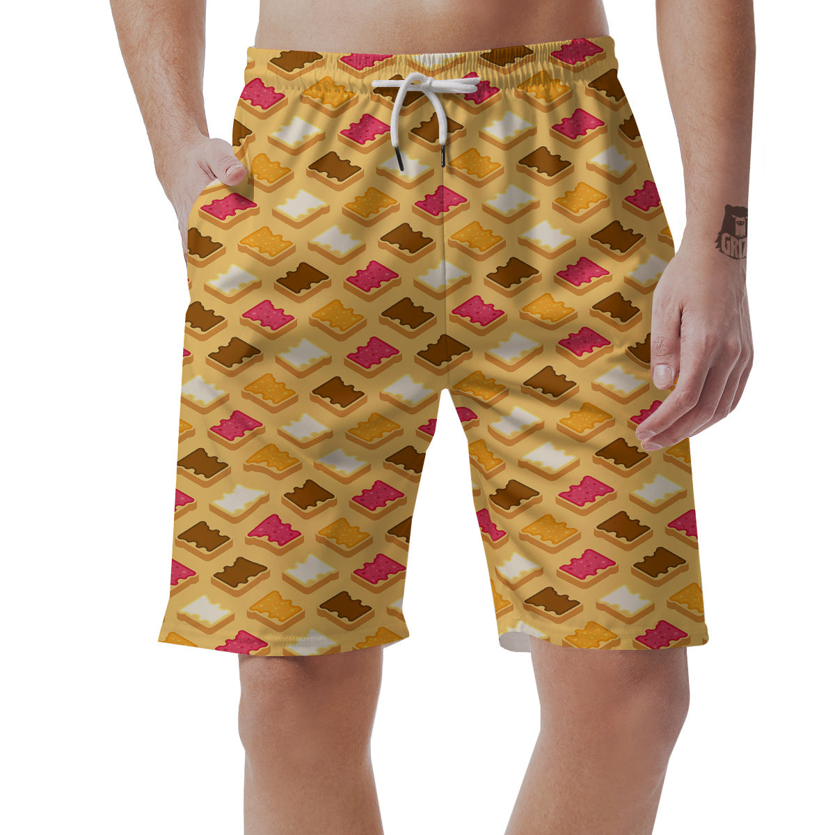 Toast And Jam Print Pattern Men's Shorts-grizzshop