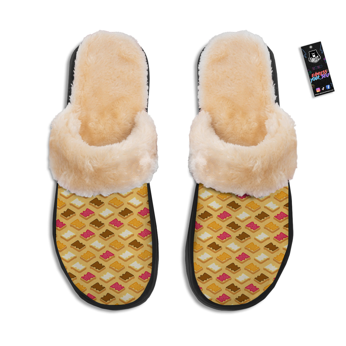Toast And Jam Print Pattern Slippers-grizzshop