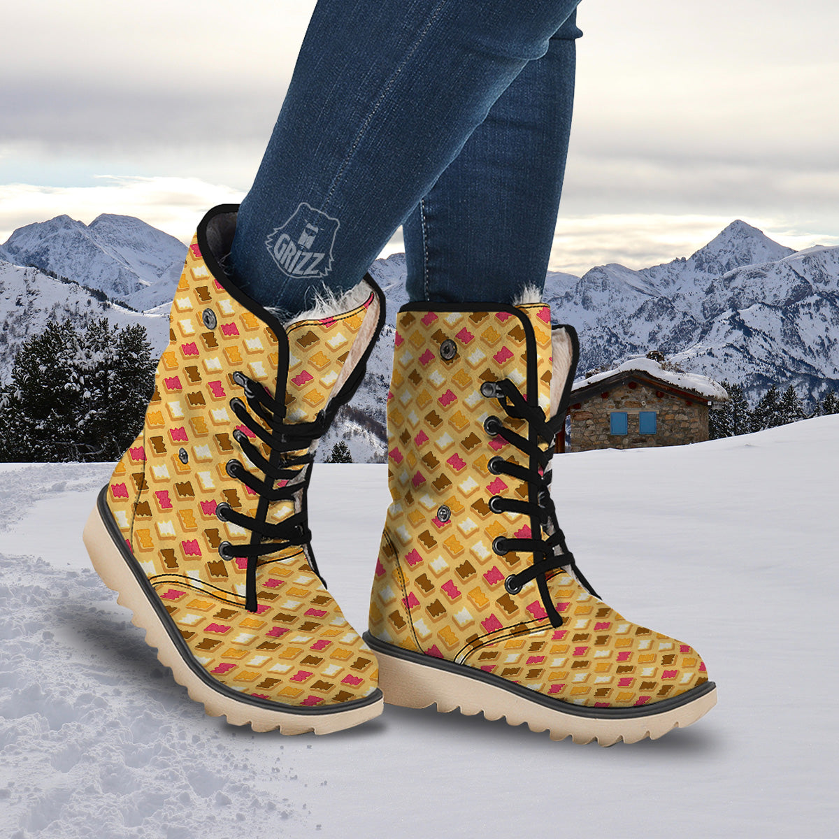Toast And Jam Print Pattern Snow Boots-grizzshop
