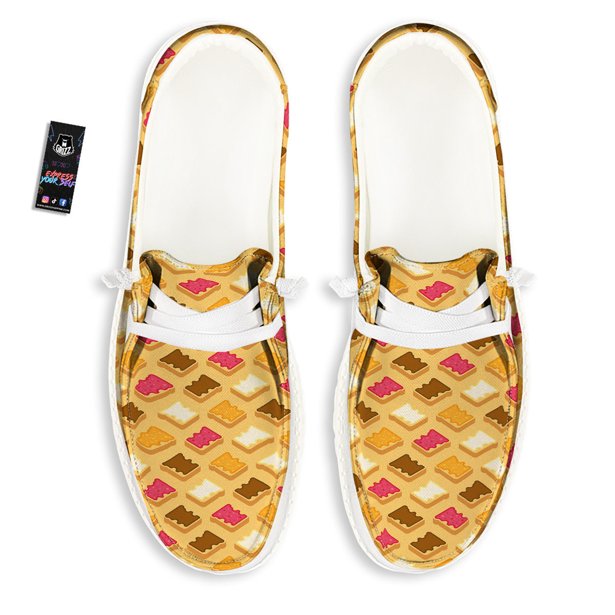 Toast And Jam Print Pattern White Loafers-grizzshop