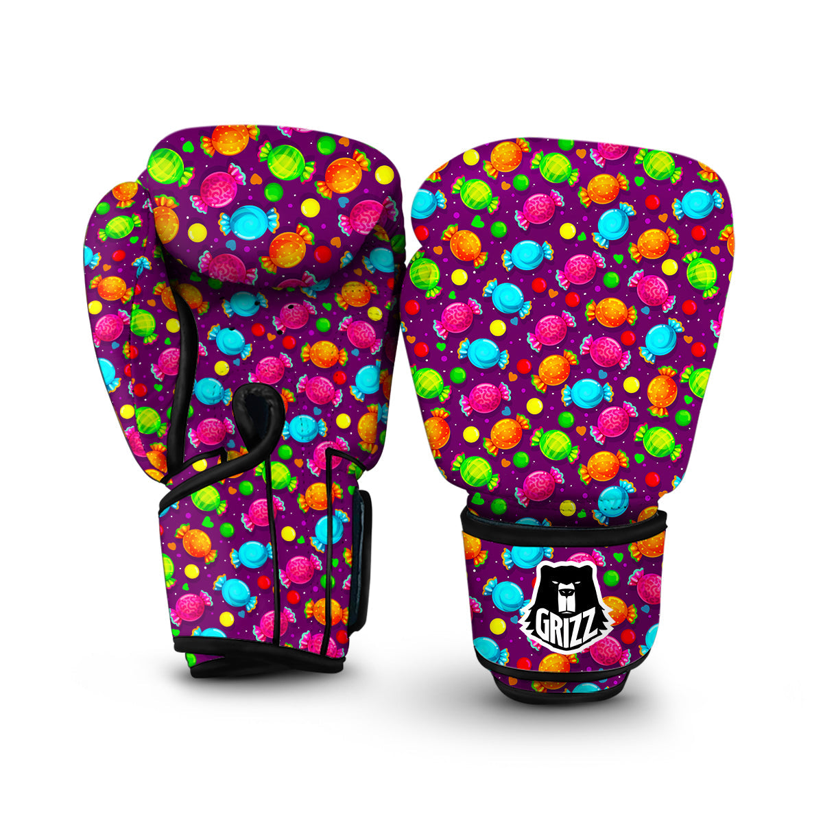 Toffee Candy Pattern Print Boxing Gloves-grizzshop