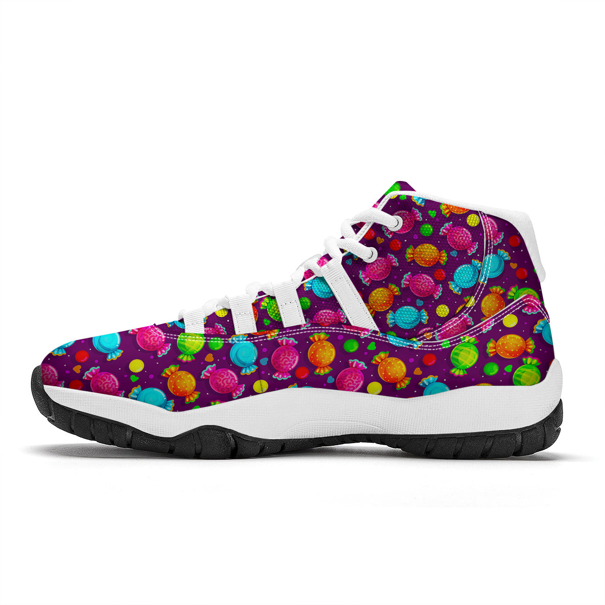 Toffee Candy Pattern Print White Bball Shoes-grizzshop