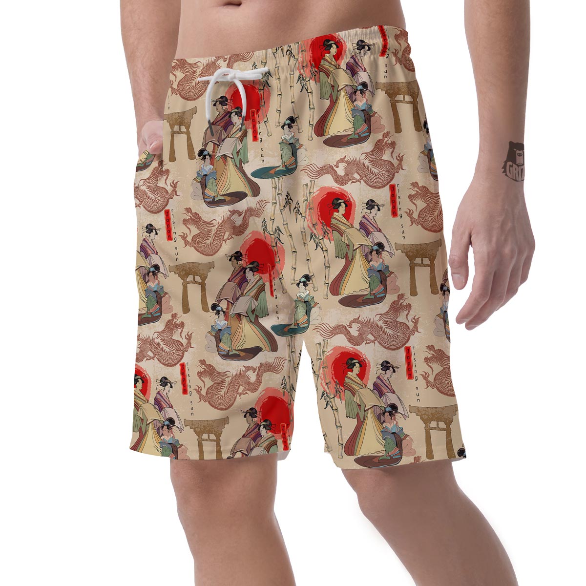 Tokyo Japanese Pattern Print Men's Shorts-grizzshop