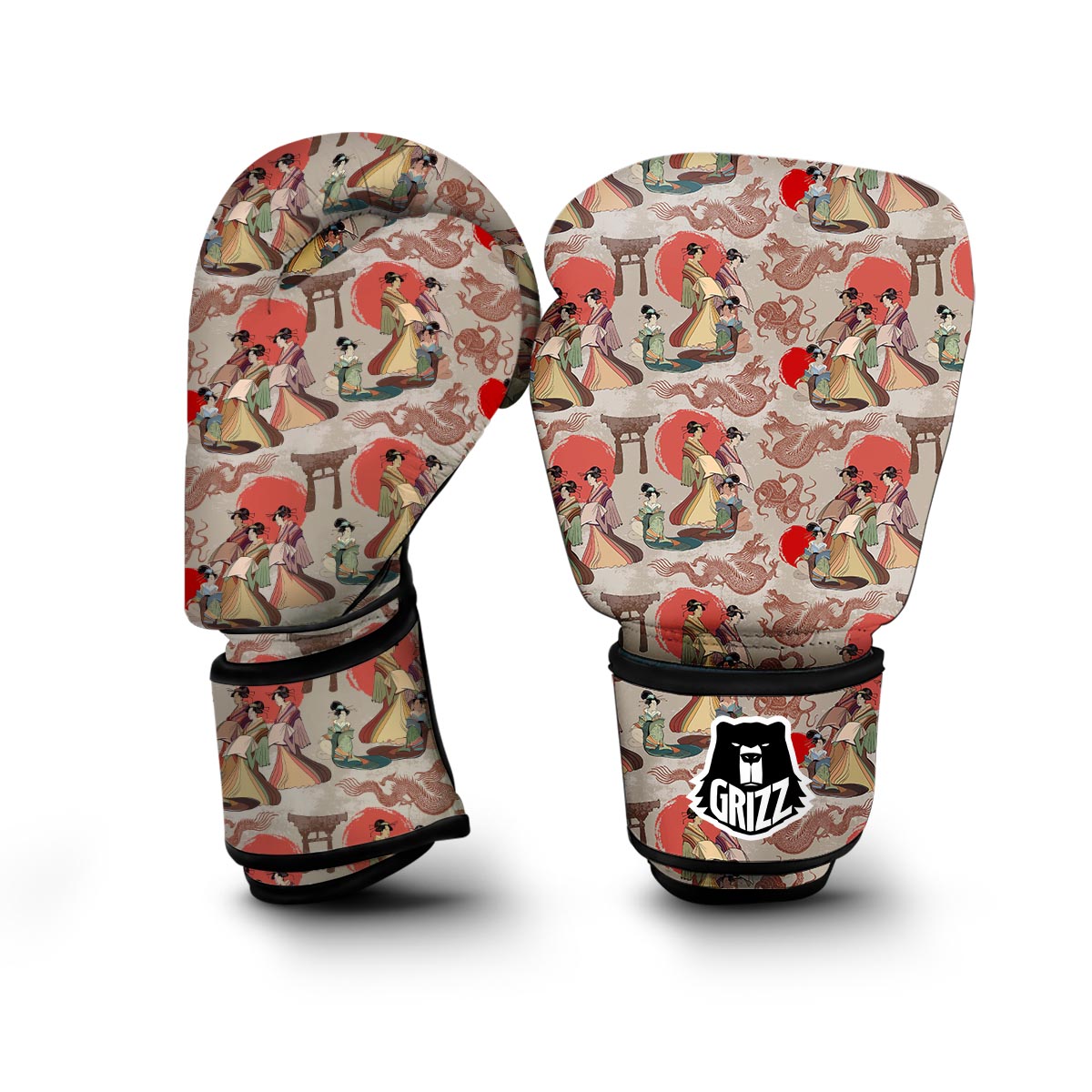 Tokyo Japanese Print Pattern Boxing Gloves-grizzshop