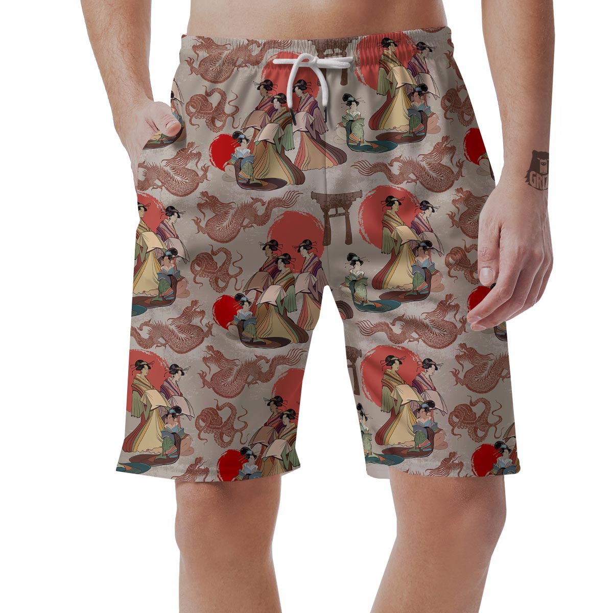 Tokyo Japanese Print Pattern Men's Shorts-grizzshop