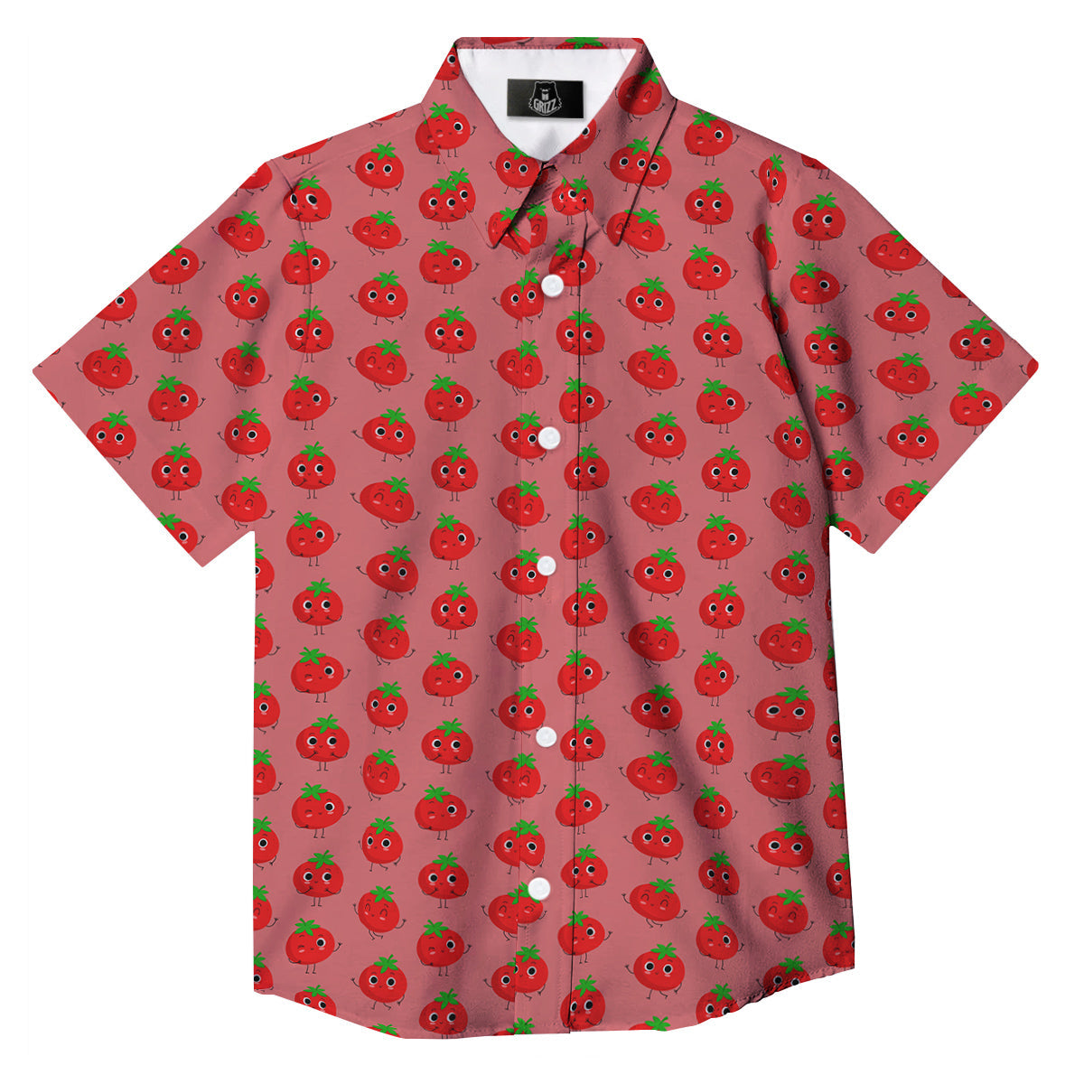 Tomato Cute Print Pattern Button Up Shirt-grizzshop