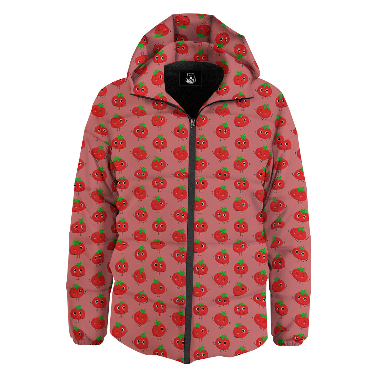 Tomato Cute Print Pattern Down Jacket-grizzshop