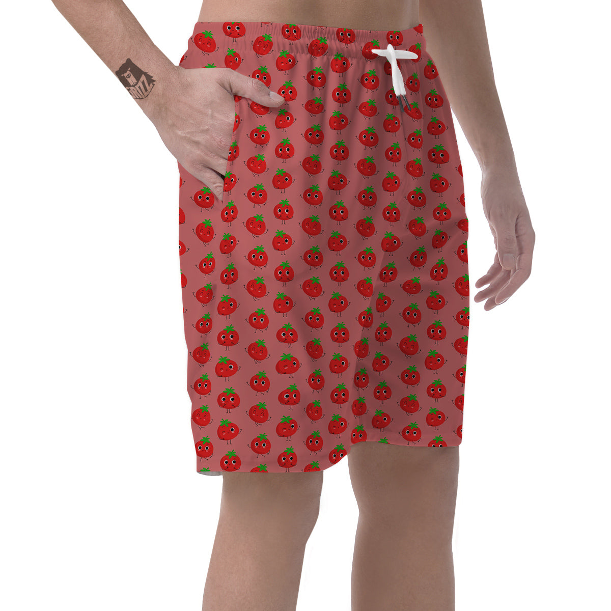 Tomato Cute Print Pattern Men's Shorts-grizzshop