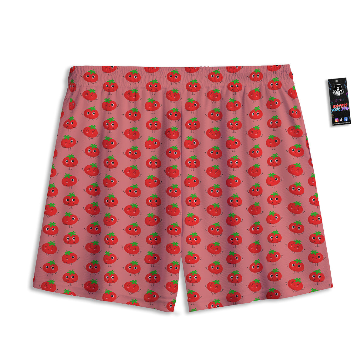 Tomato Cute Print Pattern Mesh Shorts-grizzshop