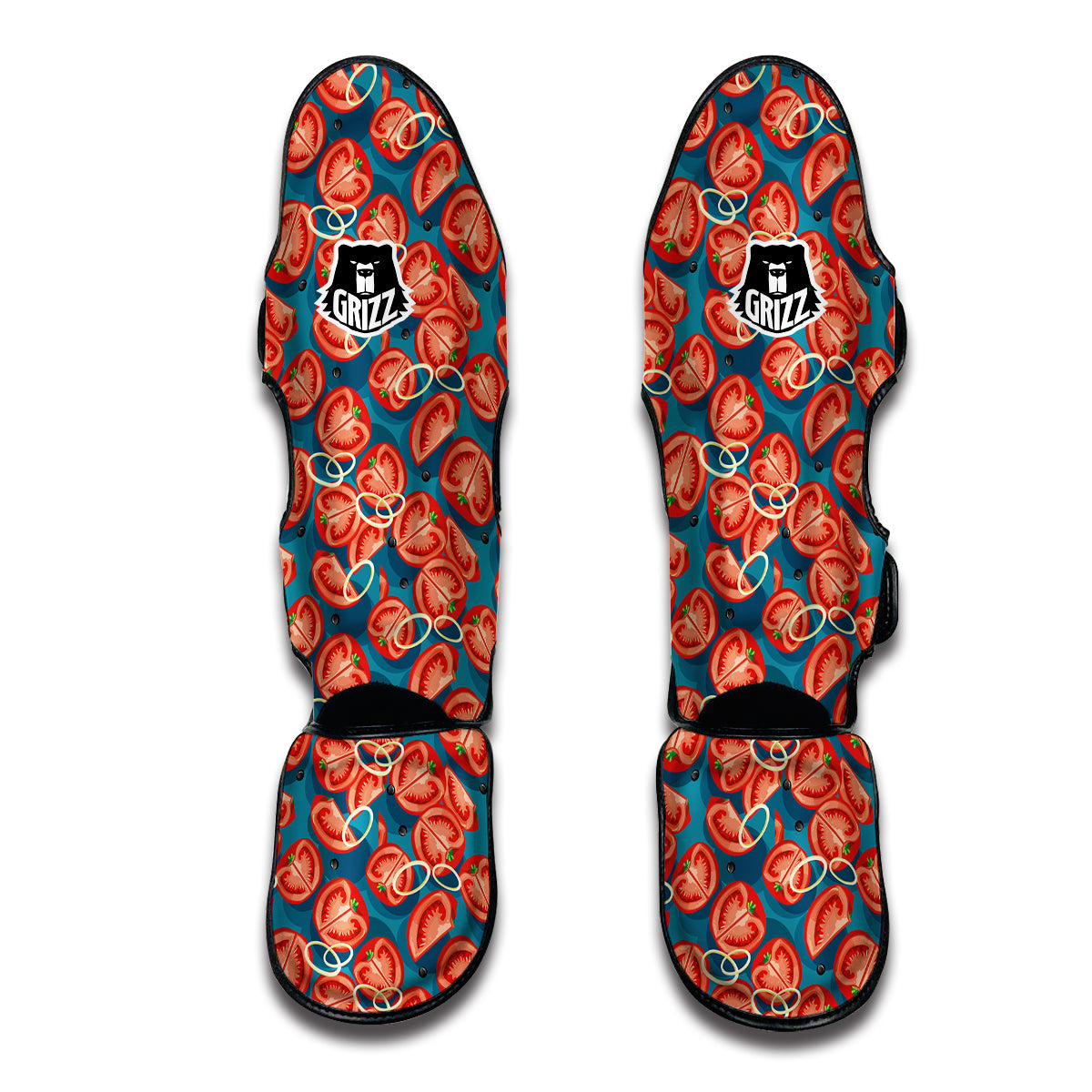 Tomato Exotic Red Print Pattern Muay Thai Shin Guards-grizzshop