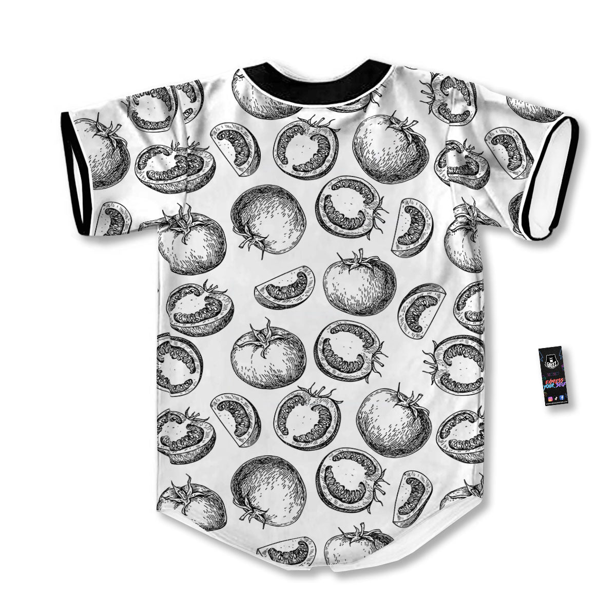 Tomato Hand Drawn Print Pattern Baseball Jersey-grizzshop