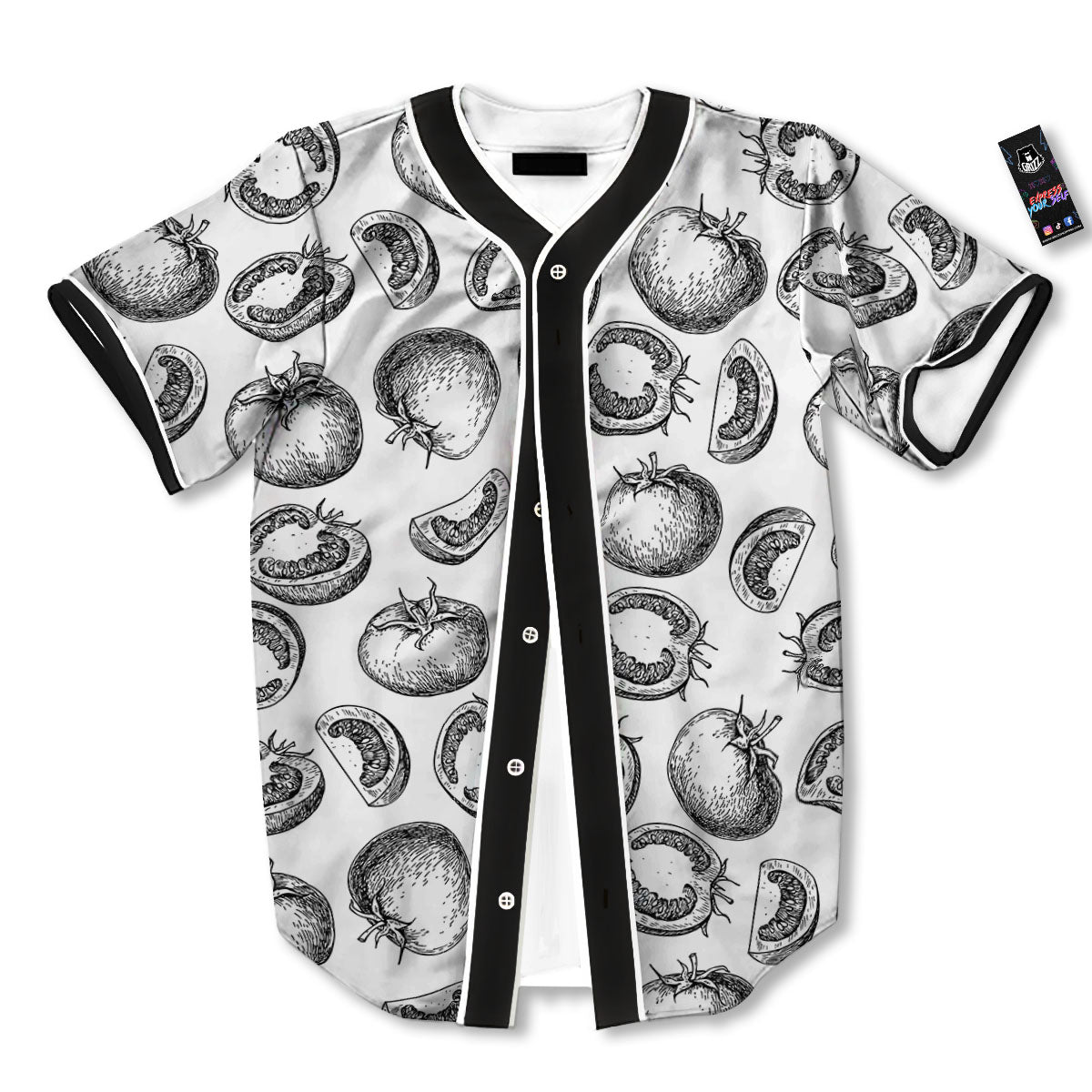 Tomato Hand Drawn Print Pattern Baseball Jersey-grizzshop