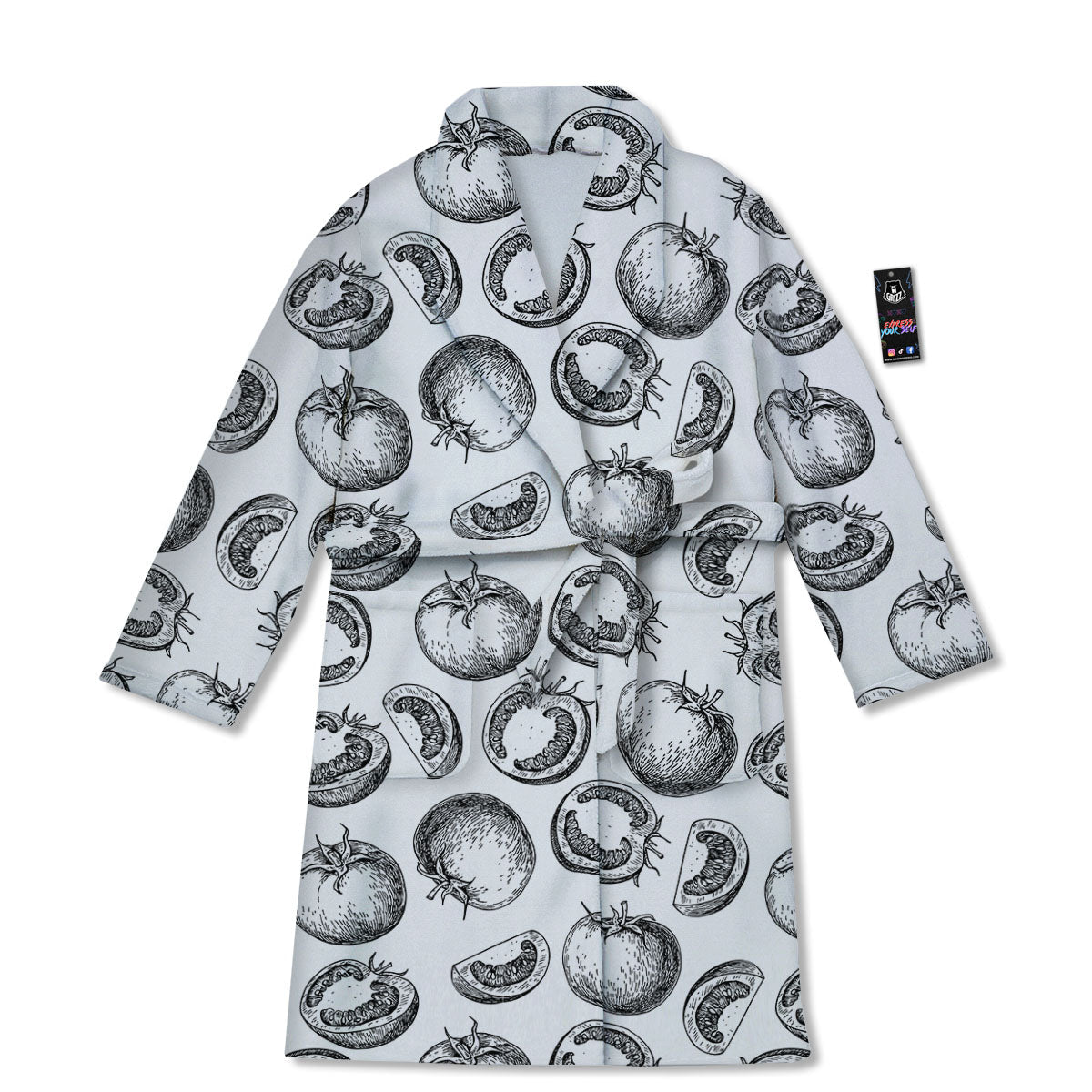 Tomato Hand Drawn Print Pattern Bathrobe-grizzshop